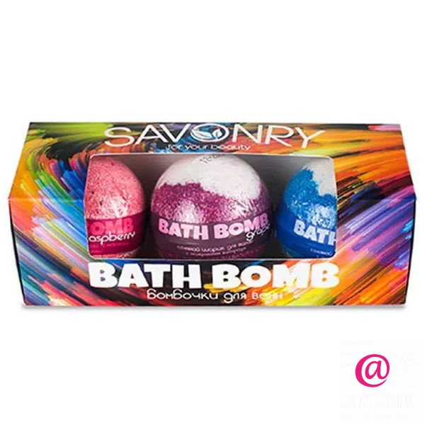 SAVONRY Набор бурлящих бомбочек для ванны Savonry Bath Bomb (3 шт) Яблоко, Малина, Морские водоросли