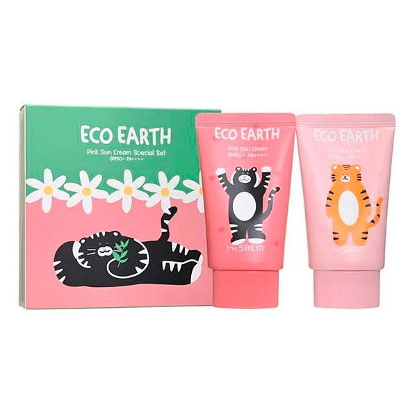 THE SAEM Набор солнцезащитных кремов Eco Earth Pink Sun Cream Special Set SPF50+PA++++