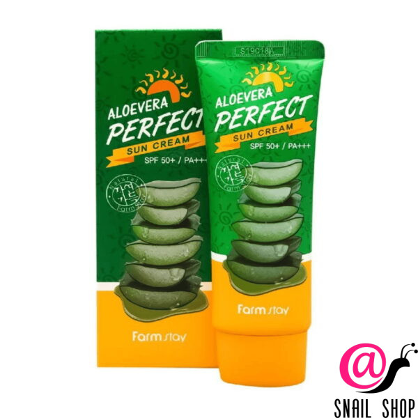 FARMSTAY Солнцезащитный крем с алоэ вера Aloevera Perfect Sun Cream SPF50+ PA+++