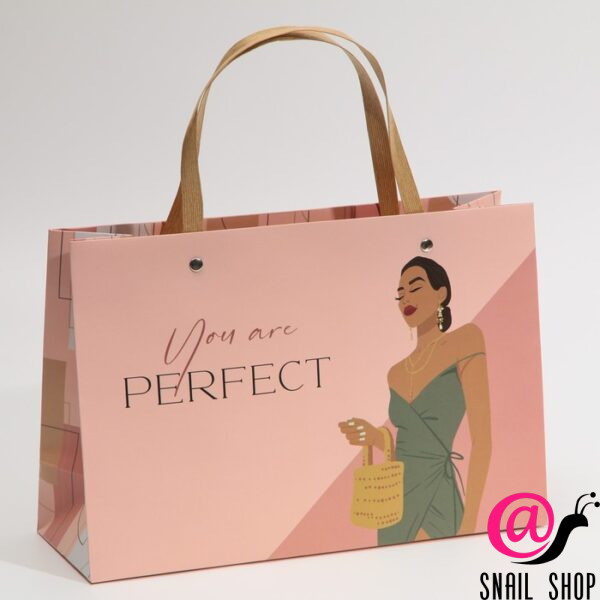 Пакет подарочный «Ты идеальна» 30×20×10см