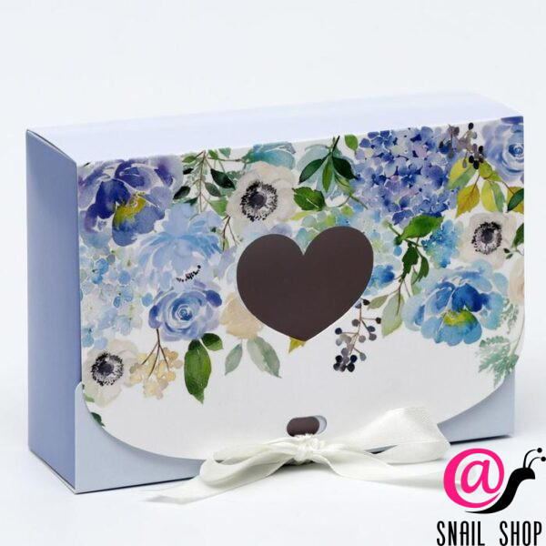 Подарочная коробка сборная с окном "Лиловые цветы", 16,5 х 11, 5 х 5 см